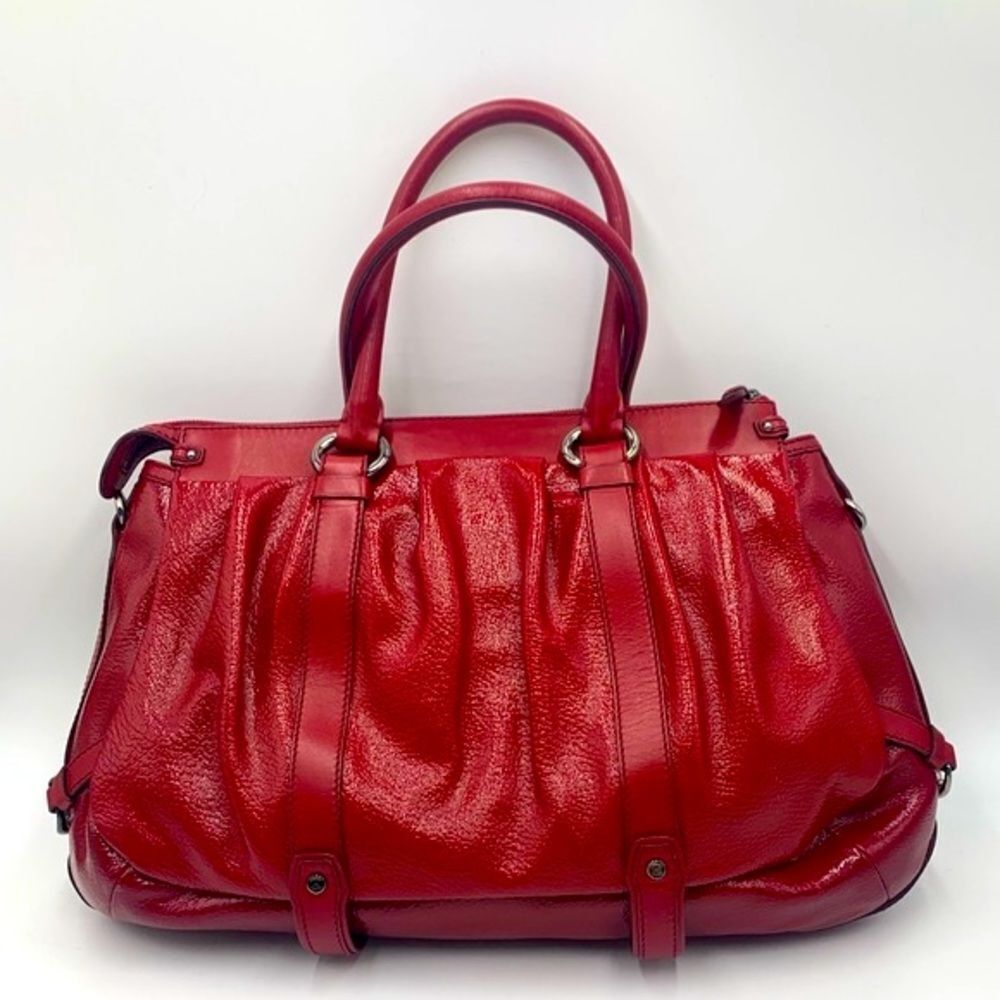 Auth Celine Red Wine Patent Leather Pleated Large Tote. Mint Preloved Condition. - Picture 10 of 16